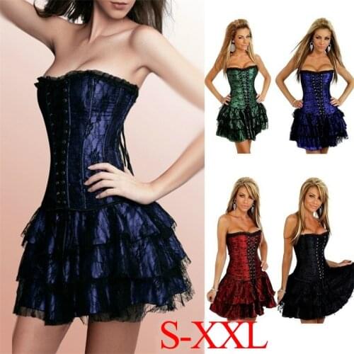 Fashion Women Slimming Corset Dress Gothic Style Vintage Strapless Lace Bubble Bustier Overbust Body Shaper Party Gotica Croset