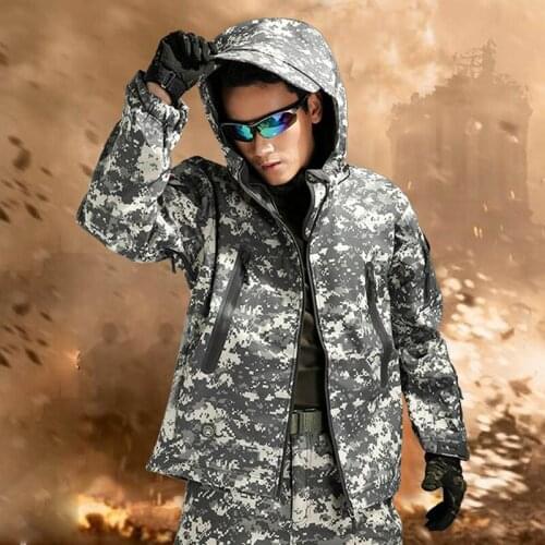 HOT 2019 Outdoor Winter Thicken Cardigan Military Army TAD Shark Skin Soft Shell Total pressure Rubber Waterproof SKI Jacket Men