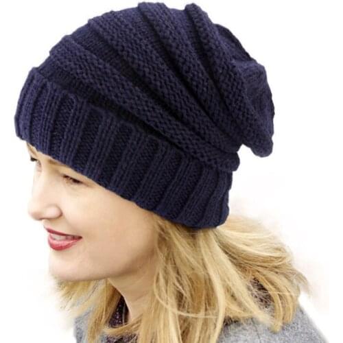 New Women Knitted Thicken Warm Cap Winter Hats for Women Beanies Hat Female Outdoor Soft Cap