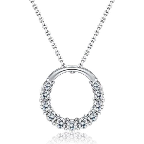 SILVERHOO 925 Sterling Silver Necklaces For Women Twinkle Round Pendant Chains Girl Engagment Wedding Gift Fashion Jewelry