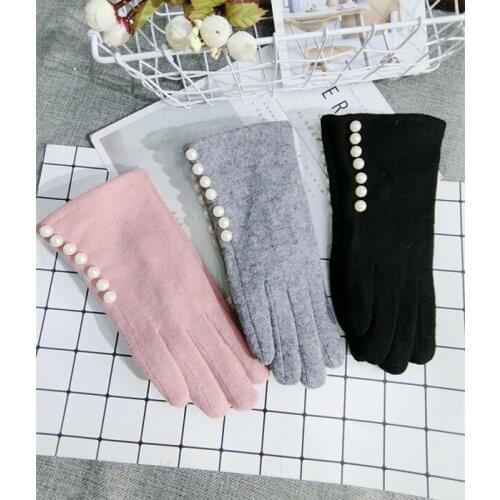 New Korean touch screen gloves wool warm knitted women spring winter gloves pink black gray cashmere mittens