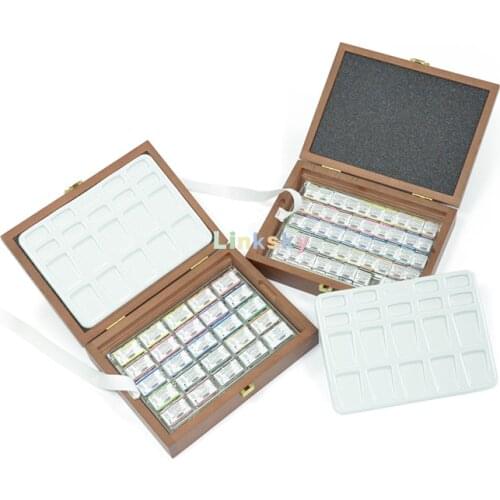 Schmincke Horadam Aquarell 5ml Paint Tube Set in Wooden Box, Set of 24 Colors,Horadam Watercolour-Wooden Box Set-48 Half Pans