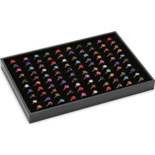 100 Slots Ring Display Box Women Ear Stud Storage Box Jewelry Organizer Ring Display Tray Earring Show Case Ring Holder Bijouxs