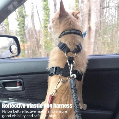 Dog Leash Supplies Reflective Nylon Retractable Elastic Dog Seat Belt Puppy Vehicle Car Safety Lever Auto Traction Rope Leash