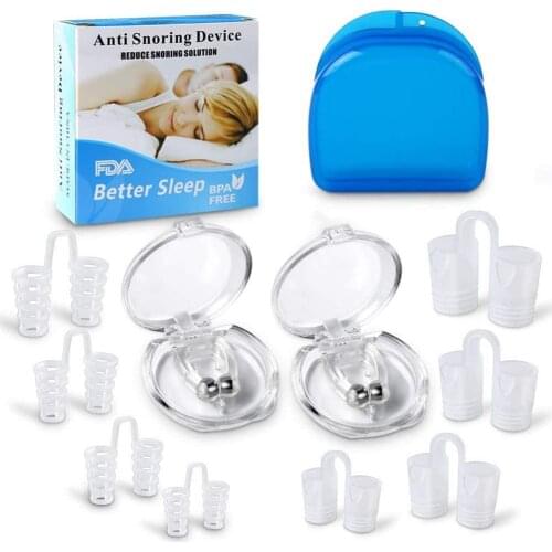 10pcs Anti Snoring Devices Combination Anti Snoring Nose Clip Snore Stopper Nasal Dilators with Magnetic Sleeping Aid Relieve