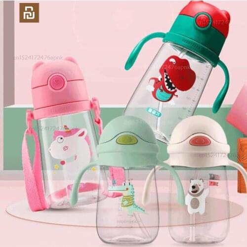 Xiaomi childrens cartoon straw drinking cup summer home out dual-use portable straw cup kindergarten water cup