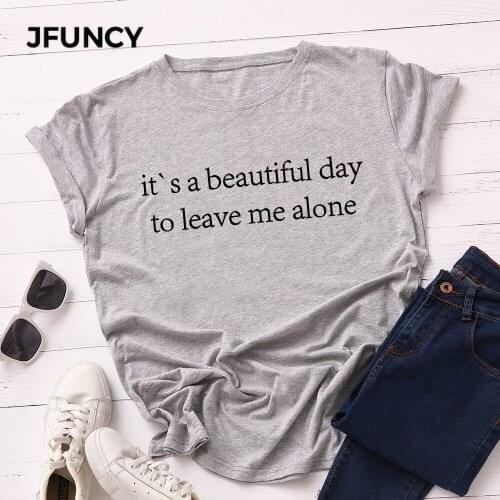 JFUNCY Plus Size Summer T-shirts Women 100% Cotton T Shirt Letter Printed Woman Tshirt Short Sleeve Loose Tops Female Tee Shirt