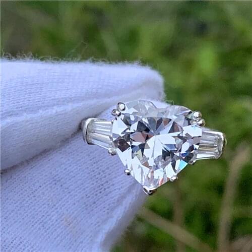 Fashion Lovers Promise Ring Heart cut 12mm AAAAA Sona cz 925 Sterling Silver Engagement Wedding Band Rings for women Jewelry