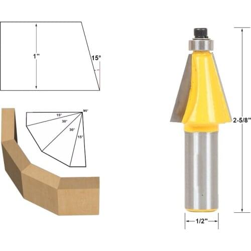 1pcs 15 degree Chamfer & Bevel Edging Router Bit - 1/2" Shank