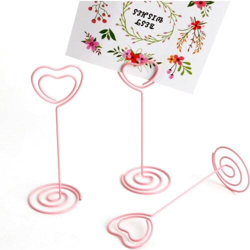 10pcs Pink Wedding Table Number Name Place Cards Holders Stands Menu Clips Memo Note Photo Clips Wedding Party Table Decorations