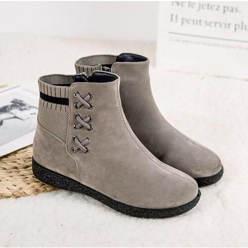 2021 Winter Ankle boots for Women Winter boots women Plush Warm Boots Women Boots Female Zip Shoes Women Plus Size 43