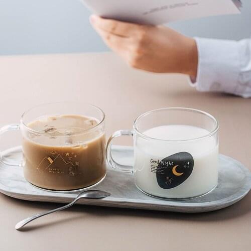 500ml Glass Home Large-capacity Transparent Water Cup Milk Coffee Breakfast Cup With Handle Couple Mug Juice Cold Brinkware Beer