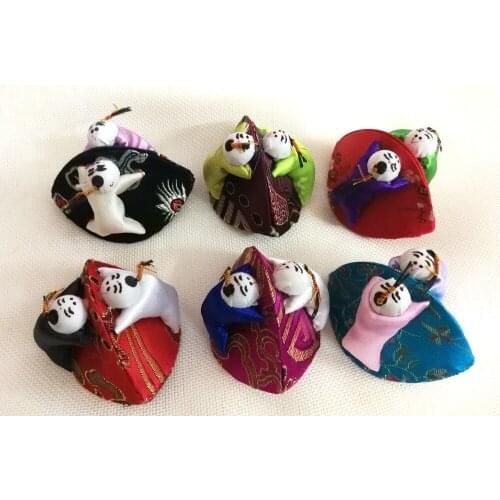 6pcs Mixed colors Shell shape Embroidery handmade baby Brocade Silk Coin Bags,Purse, Jewelry Bags, rings bag, earring bag 2