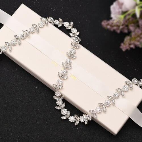 Sparkly Thin Wedding Belts for Women Crystal Sash Rhinestone Bridal Belt Silver Diamond Belt Bride Sash For Wedding Prom Dress