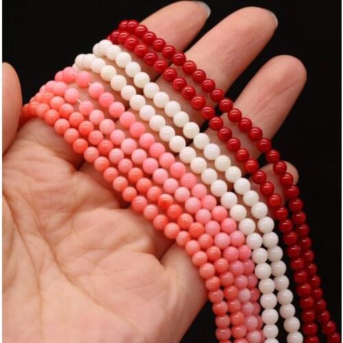 Top Quality Natural Stone Coral Beads Small Round Loose Bead for Jewelry Making DIY Women Necklace Bracelet Accessories