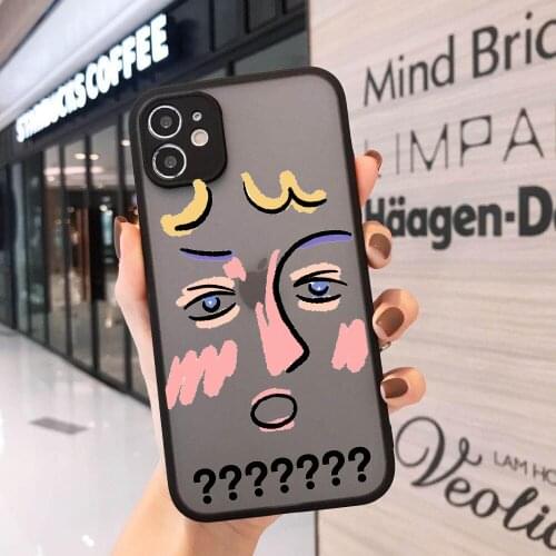 JAMULAR Abstract Art Line Face Phone Case For iPhone 12 11 Pro XS MAX 7 XR X SE20 8 6Plus Cartoon Hard Cover Clear Matte Fundas