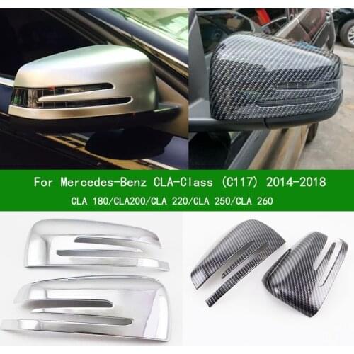 For Mercedes-Benz CLA-Class C117 2014-2018 CLA 180 200 220 250 260 car chrome Black carbon fibre Side Rearview mirror cover trim