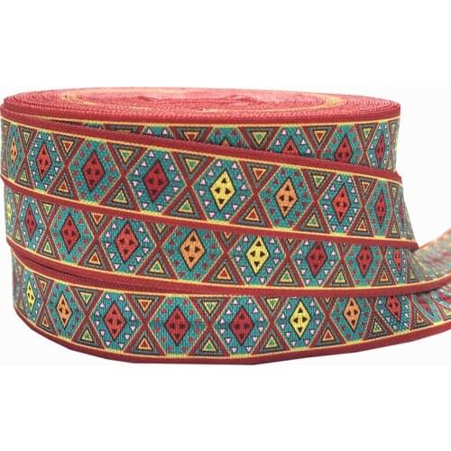 Aztec Print Fold Over Elastic 16mm Diamond FOE Ribbon Webbing for DIY Headwear Hair Tie Hair Accessories 10 Yards