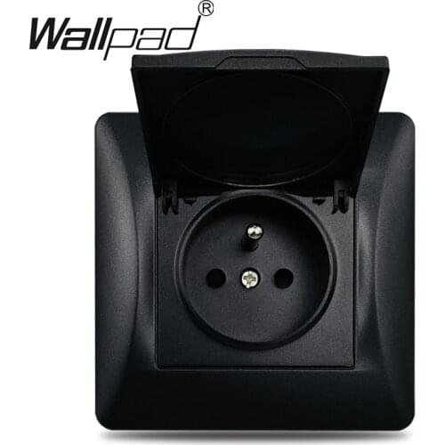 French Socket with Cap Wallpad Matte Plastic Frame Black EU Poland Belgium French Standard Wall Socket with Dust Cap For EU Box