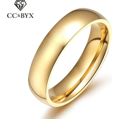 CC Rings For Women And Men Stainless Steel Ring Gold-Color Smooth Fashion Jewelry Party Accessories Anello Oro Bijoux CC922