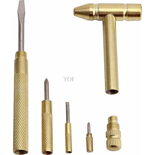 Hot 6 in1 Micro Mini Multifunction Copper Hammer 3 kinds Screwdrivers Hand Tools