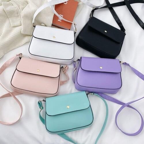 Fashion Women‘s Bag PU Leather Pure Color Shoulder Crossbody Messenger Female Bag Casual Ladies Shopper Mini Handbags Flap Purse