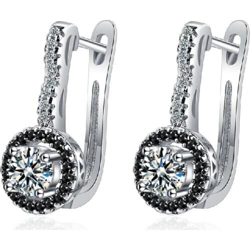 Fashion Earrings 925 Silver Jewelry with Obsidian Zircon Gemstone Drop Earrings for Women Wedding Party Gift Ornaments Wholesale