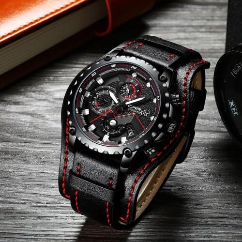 Reloje CRRJU Luxury Brand Male Leather Automatic Date Quartz Watches Men Waterproof Sport Clock Relogio Masculino