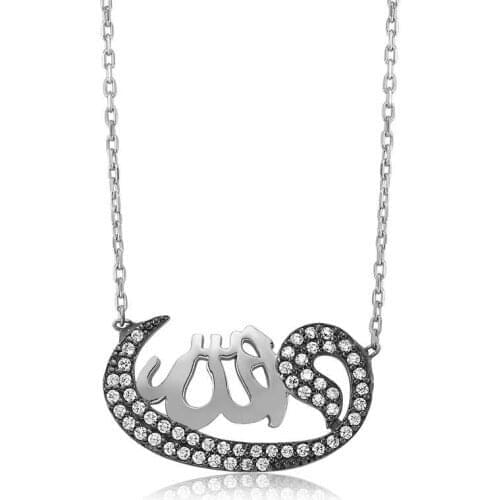 Real Silver 925 Jewelry Silver Allah Written Vav Lady Necklace