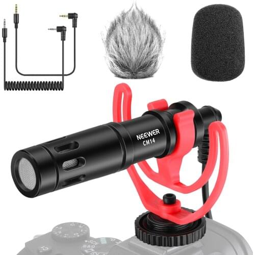 Neewer Video Microphone with Shock Mount,3.5mm Audio Cables and Foam Windscreen,Shotgun Mic For iPhone & Android,DSLR Camera