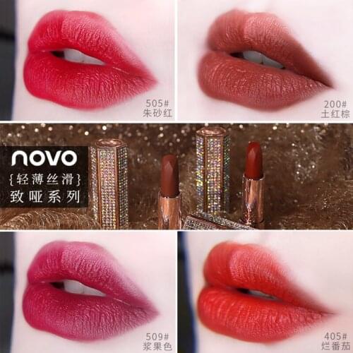 Novo velvet matte lipstick starry sky handle tomato red orange silky lip cream long lasting moisture lip gloss BN184