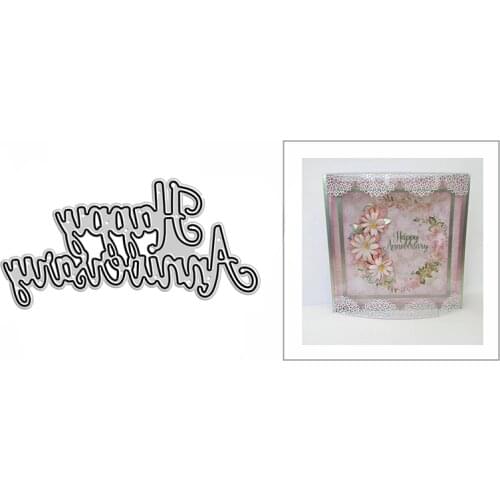New Happy Anniversary Word Wishes Craft Embossing Mold 2021 Metal Cutting Dies for DIY Decorative Scrapbooking Album Card Making