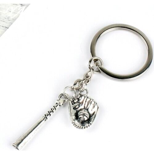 New Fashion Keychain i love baseball Pendants DIY Men Jewelry Car Key Chain Ring Holder Souvenir For Gift Baseball glove bat