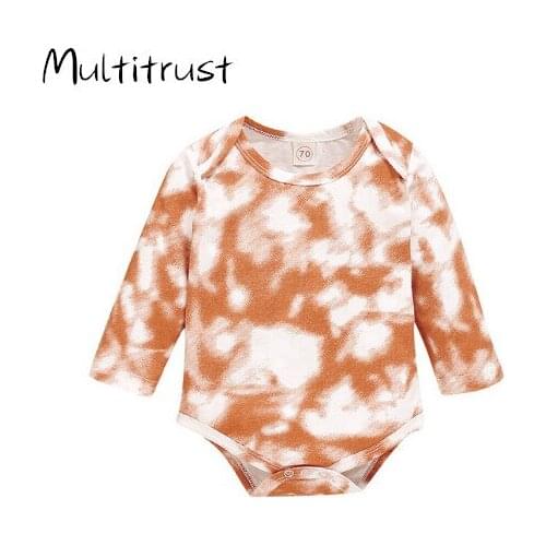 0-18M Newborn Baby Clothes Boys Girls Bodysuits Tie Dye Printed Long Sleeve Cotton Kids Jumpsuit Playsuits Homewear Outfits