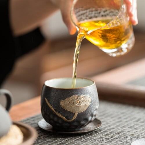 Official kiln stoneware tea cup single small tea cup lotus cup ceramic master cup home creative tea bowl kung fu tea set