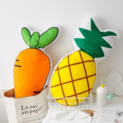 Simulation Double Printing Carrot&Pineapple Plush Pillow Soft Cartoon Fruit Stuffed Doll Bed Sofa Decoration Cushion Kids Toys