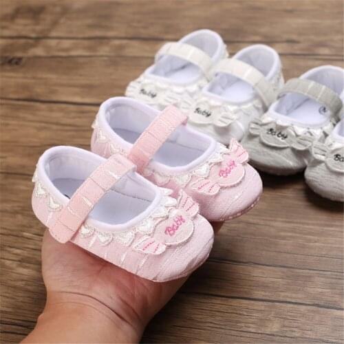 0-18 Months Newborn Baby Girl Princess Shoes Toddler Letter Patterns Lace Trim Sandals Soft Sole Footwear Anti-Slip Prewalker