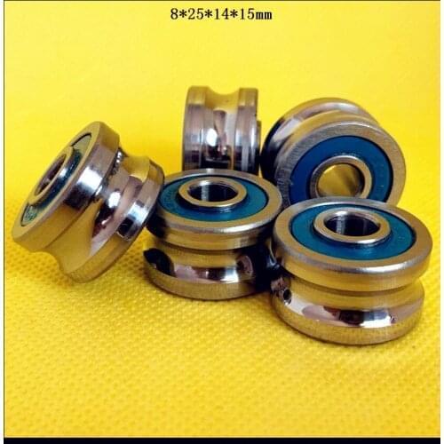 SG25-8 8x25x14x15mm U Groove Bearing Steel Pulley Ball Bearings Track Guide Roller Bearing Be Used For 8mm Optical Axis