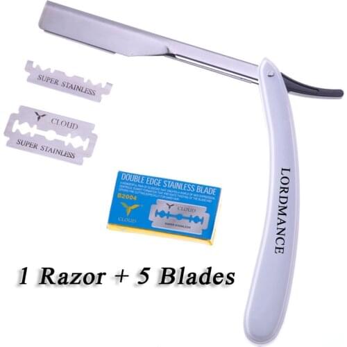 1set Men Straight Barber edge Razors Folding Shaving Knife Hair Removal Tools With 5 pcs CLOUD Good quality Blades