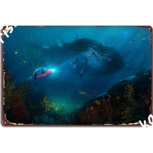 Subnautica Ocean Monsters Artwork Metal Sign Wall Pub Cave Pub Wall Decor Printing Tin Sign Poster