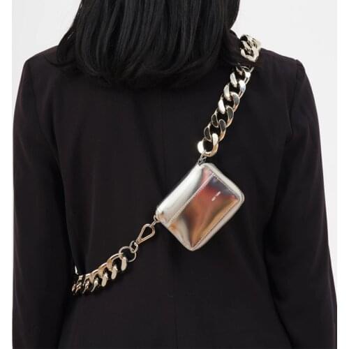 Mini Thick Metal Chian Crossbody bags for women Pu Leather Shoulder bag woman Small Square Womens bag BLACK BIKE WALLETminiins