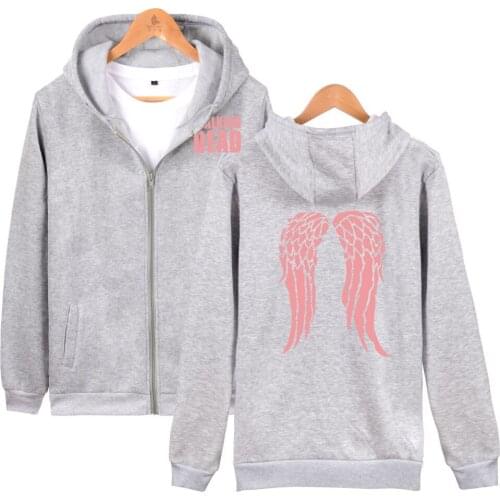 The Walking Dead Hoodie Sweatshirts Zombie Daryl Dixon Wings boys girls Sweatshirt gray Zipper Cardigan Men Women zip up Jackets