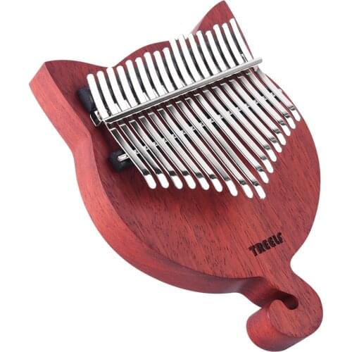 TREELF TF-17CAT 17 Key Kalimba Solid Wood Thumb Piano Finger Piano Finger Precussion with Scale Stickers Tuning Hammer