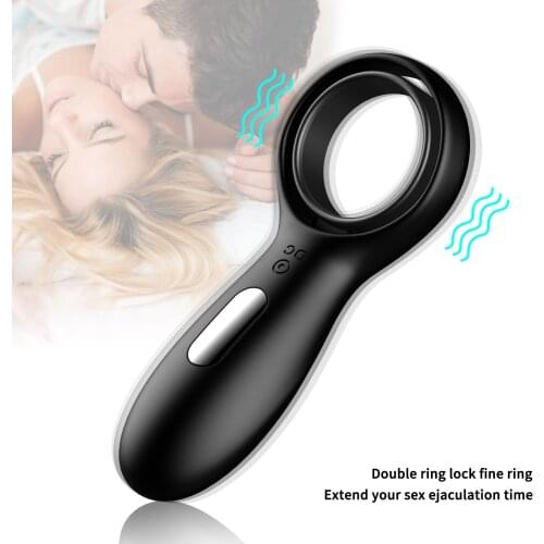 USB Rechargeable Silicone Cock Ring Sex Toys for Men Vibrating Penis Ring Delay Ejaculation 10 Frequency Lock Ring