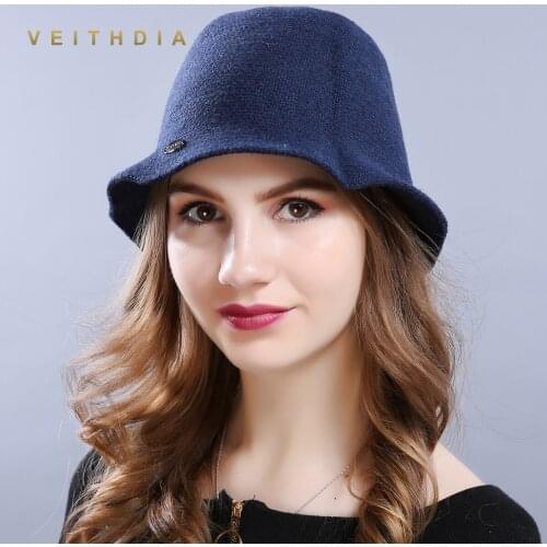 VEITHDIA New Wool Hat Foldable Cap Women Winter Thick wool caps Knit Fishing outdoor women Bucket Hats For wholesale sale