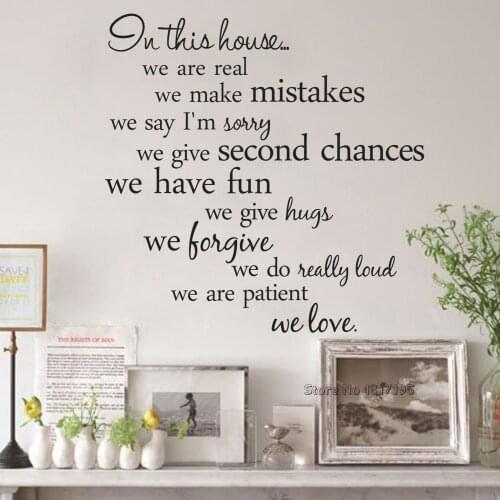 Family Home Rules Wall Art Sticker In This House Quote Vinyl Wall Decals Kids Room Decoration Vinyls Art Love Home Rules Poster
