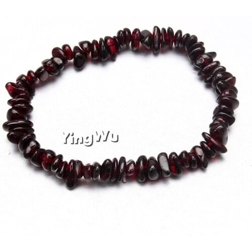 Yingwu Free Ship Powder Garnet Natural Stone Streche Bracelet Elastic Cord Jewelry Beads Lovers Woman Gift