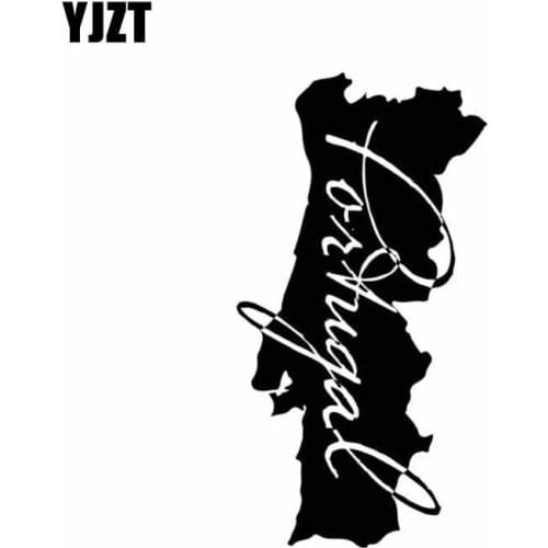 YJZT 9.4CMX17.7CM personality PORTUGAL MAP Car Sticker Vinyl Applique Motorcycle Accessories Black/Silver C18-0001