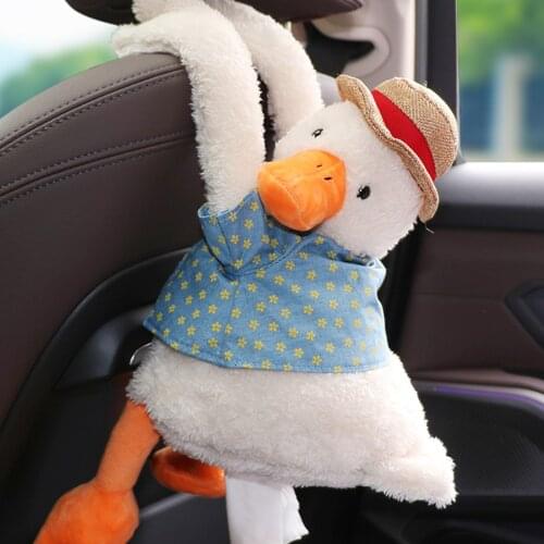 Funny Cartoon Tissue Box Duck Doll Sculpture Plush Toy Educational Car Artifact Hanging Storage Doll Tissue Boxes