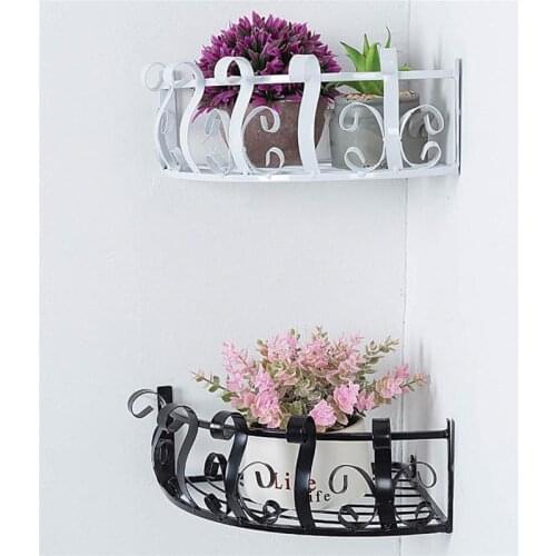 Iron Art Flower Pot Rack Wall Mounted Flower Shelf Hanging Semicircle Flower Stand Hanging Basket Flower Pots Decorative Indoor
